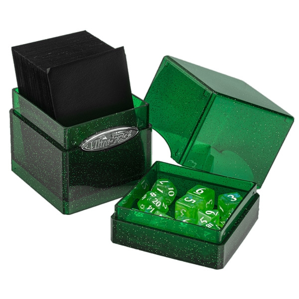 Ultra-Pro-Glitter-Satin-Tower-Green-with-cards